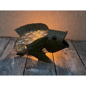 Fish Metal Hand Blown Bubble Glass Candle  Holder Hooks For Hanging As Light